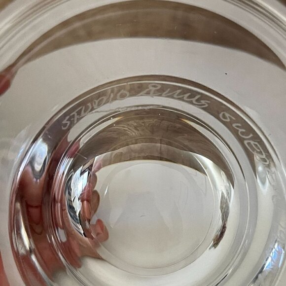 Hanne Dreutler Arthur Zirnsack Studio Ahus Sweden Signed 1997 Crystal Bowl Vase - Picture 10 of 10